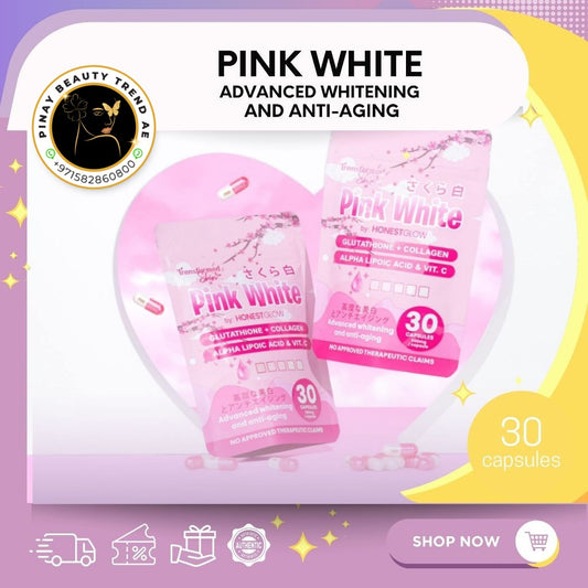 Honest Glow Pink White Glutathione + Collagen Capsule 30's