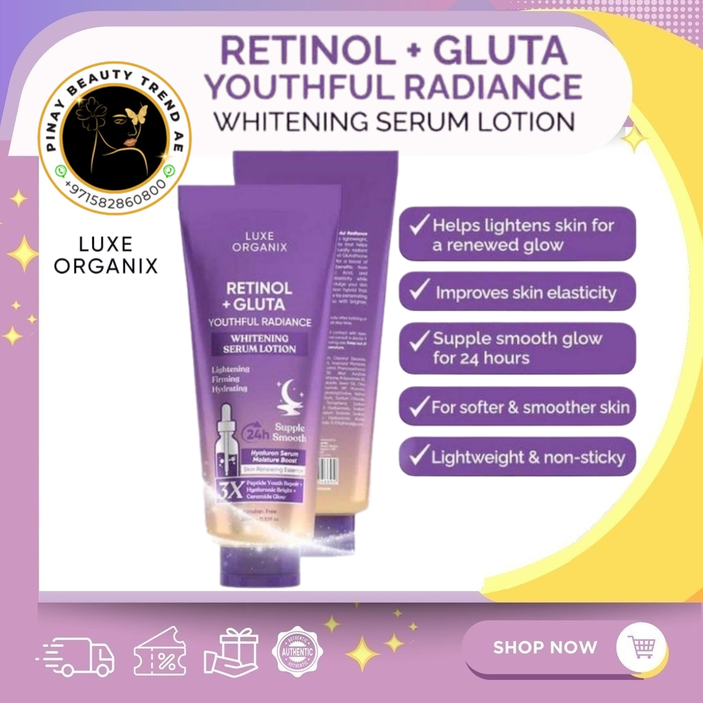 Luxe Organix Retinol + Gluta Whitening Serum Lotion 350ml