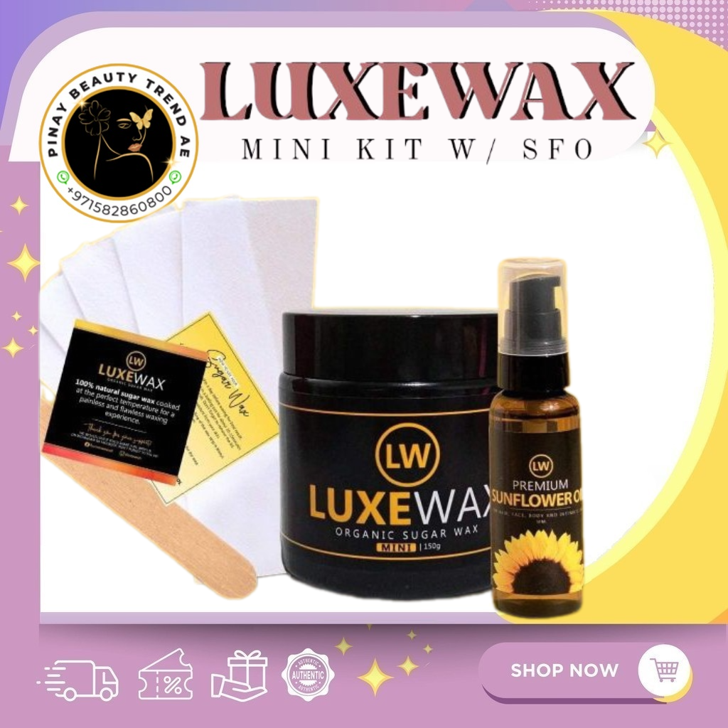 Luxewax Organic Sugar Wax Hair Removal 150g With Strips & Sunflower Oil 50ml