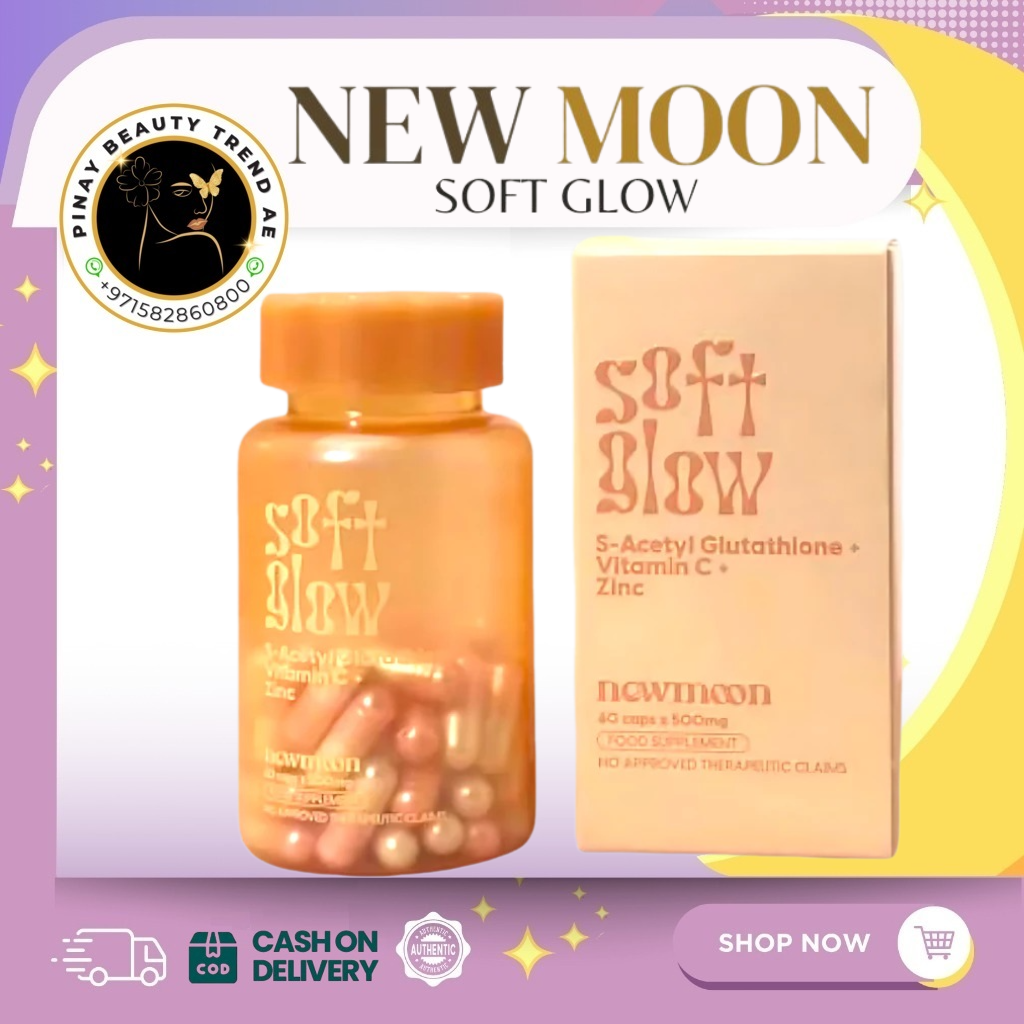 New Moon Soft Glow 500mg S-Acetyl Glutathione, Collagen & Vitamin Glowing Beauty Supplement Capsules