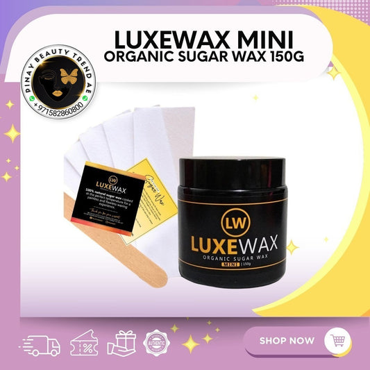 Luxewax Organic Sugar Wax Hair Removal Mini Jar 150g With Strips